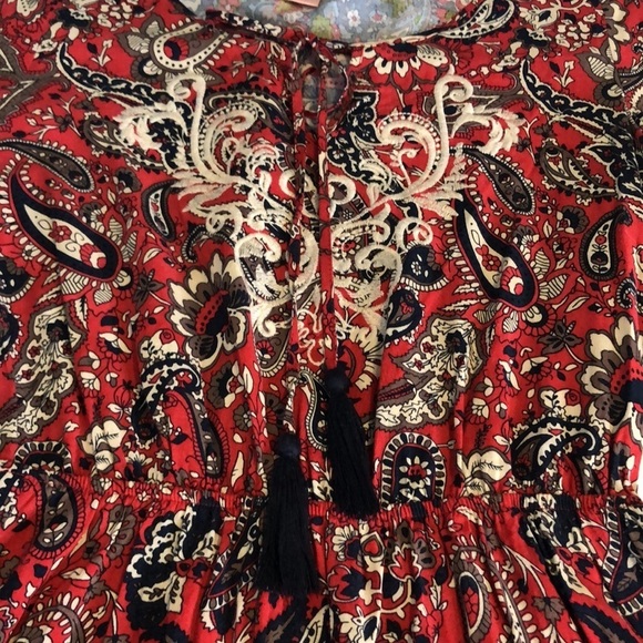 Flying Tomato Boho Paisley Embroidered Red Dress Size S - Picture 10 of 12